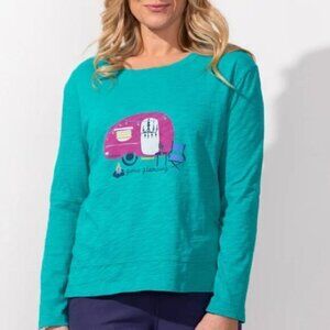 NWT Escape by Habitat Gone Glamping Peacock Print Top Sz L XL